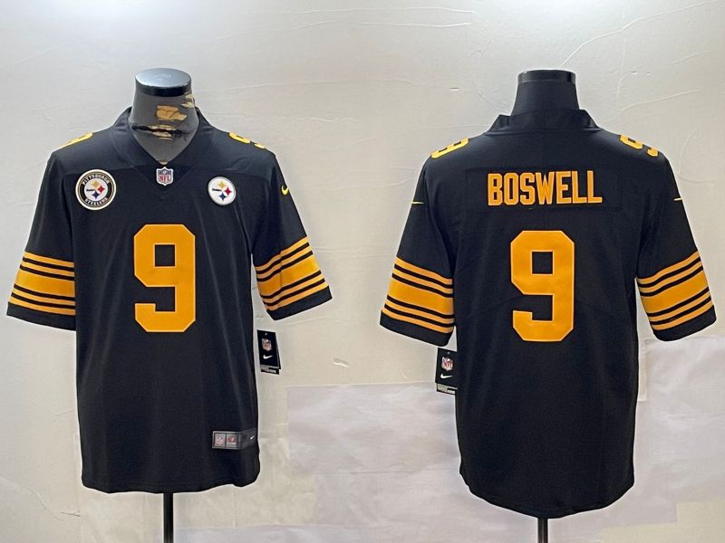 Men Pittsburgh Steelers #9 Boswell Black 2024 Nike Vapor Limited NFL Jersey style 2